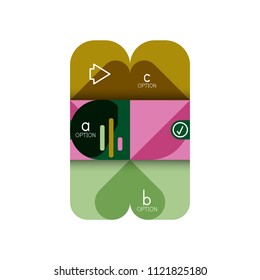 Infographics option and step by step in rounded squares, element of chart, graph, diagram with options, parts, processes. Vector business template for presentation or web info banner
