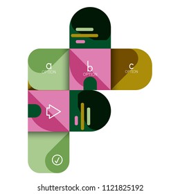 Infographics option and step by step in rounded squares, element of chart, graph, diagram with options, parts, processes. Vector business template for presentation or web info banner