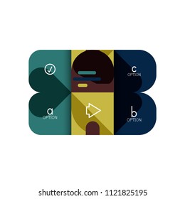 Infographics option and step by step in rounded squares, element of chart, graph, diagram with options, parts, processes. Vector business template for presentation or web info banner