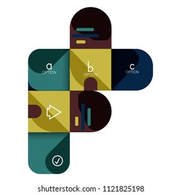 Infographics option and step by step in rounded squares, element of chart, graph, diagram with options, parts, processes. Vector business template for presentation or web info banner