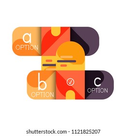 Infographics option and step by step in rounded squares, element of chart, graph, diagram with options, parts, processes. Vector business template for presentation or web info banner