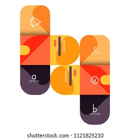 Infographics option and step by step in rounded squares, element of chart, graph, diagram with options, parts, processes. Vector business template for presentation or web info banner