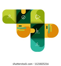 Infographics option and step by step in rounded squares, element of chart, graph, diagram with options, parts, processes. Vector business template for presentation or web info banner