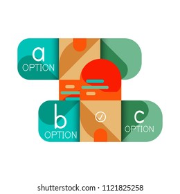 Infographics option and step by step in rounded squares, element of chart, graph, diagram with options, parts, processes. Vector business template for presentation or web info banner