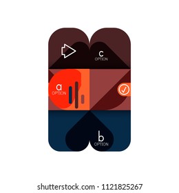 Infographics option and step by step in rounded squares, element of chart, graph, diagram with options, parts, processes. Vector business template for presentation or web info banner