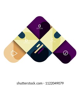 Infographics option and step by step in rounded squares, element of chart, graph, diagram with options, parts, processes. Vector business template for presentation or web info banner