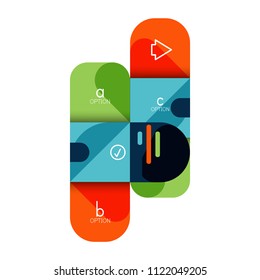 Infographics option and step by step in rounded squares, element of chart, graph, diagram with options, parts, processes. Vector business template for presentation or web info banner