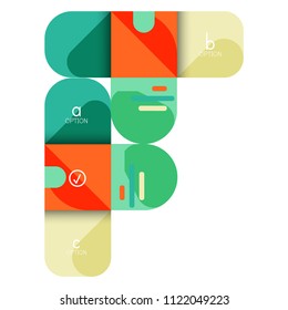 Infographics option and step by step in rounded squares, element of chart, graph, diagram with options, parts, processes. Vector business template for presentation or web info banner