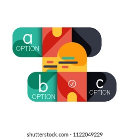 Infographics option and step by step in rounded squares, element of chart, graph, diagram with options, parts, processes. Vector business template for presentation or web info banner