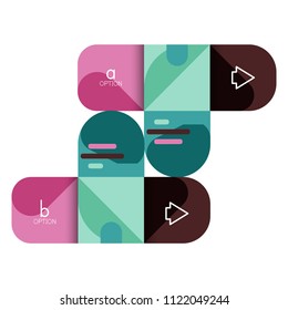 Infographics option and step by step in rounded squares, element of chart, graph, diagram with options, parts, processes. Vector business template for presentation or web info banner