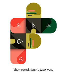 Infographics option and step by step in rounded squares, element of chart, graph, diagram with options, parts, processes. Vector business template for presentation or web info banner