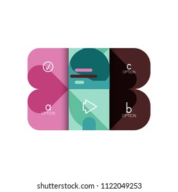 Infographics option and step by step in rounded squares, element of chart, graph, diagram with options, parts, processes. Vector business template for presentation or web info banner