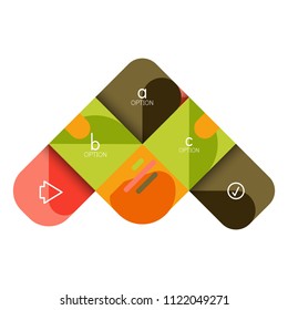 Infographics option and step by step in rounded squares, element of chart, graph, diagram with options, parts, processes. Vector business template for presentation or web info banner