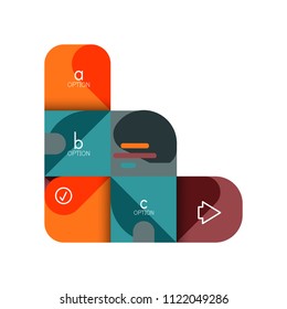 Infographics option and step by step in rounded squares, element of chart, graph, diagram with options, parts, processes. Vector business template for presentation or web info banner