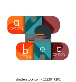 Opción de infografía y paso a paso en cuadrados redondeados, elemento de gráfico, gráfico, diagrama con opciones, partes, procesos. Plantilla de negocio de vectores para banner de presentación o información web
