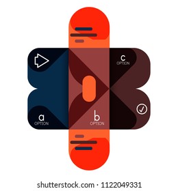 Infographics option and step by step in rounded squares, element of chart, graph, diagram with options, parts, processes. Vector business template for presentation or web info banner