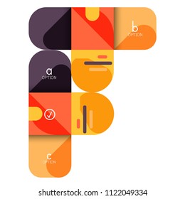 Infographics option and step by step in rounded squares, element of chart, graph, diagram with options, parts, processes. Vector business template for presentation or web info banner