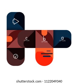 Infographics option and step by step in rounded squares, element of chart, graph, diagram with options, parts, processes. Vector business template for presentation or web info banner