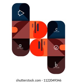 Infographics option and step by step in rounded squares, element of chart, graph, diagram with options, parts, processes. Vector business template for presentation or web info banner