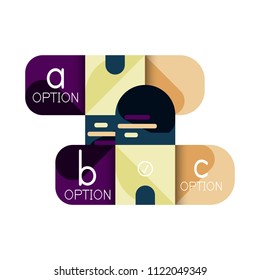 Infographics option and step by step in rounded squares, element of chart, graph, diagram with options, parts, processes. Vector business template for presentation or web info banner