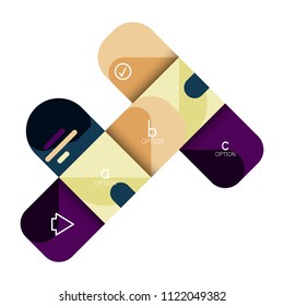 Infographics option and step by step in rounded squares, element of chart, graph, diagram with options, parts, processes. Vector business template for presentation or web info banner