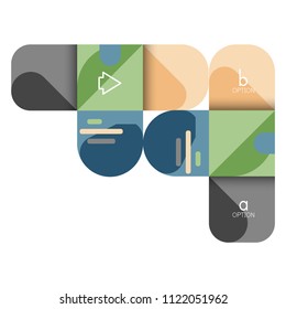 Infographics option and step by step in rounded squares, element of chart, graph, diagram with options, parts, processes. Vector business template for presentation or web info banner