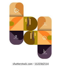 Infographics option and step by step in rounded squares, element of chart, graph, diagram with options, parts, processes. Vector business template for presentation or web info banner