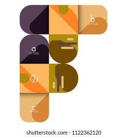 Infographics option and step by step in rounded squares, element of chart, graph, diagram with options, parts, processes. Vector business template for presentation or web info banner