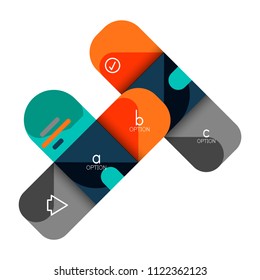 Opción de infografía y paso a paso en cuadrados redondeados, elemento de gráfico, gráfico, diagrama con opciones, partes, procesos. Plantilla de negocio de vectores para banner de presentación o información web