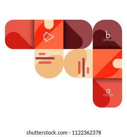 Infographics option and step by step in rounded squares, element of chart, graph, diagram with options, parts, processes. Vector business template for presentation or web info banner