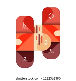 Opción de infografía y paso a paso en cuadrados redondeados, elemento de gráfico, gráfico, diagrama con opciones, partes, procesos. Plantilla de negocio de vectores para banner de presentación o información web