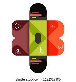 Opción de infografía y paso a paso en cuadrados redondeados, elemento de gráfico, gráfico, diagrama con opciones, partes, procesos. Plantilla de negocio de vectores para banner de presentación o información web
