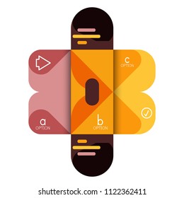 Infographics option and step by step in rounded squares, element of chart, graph, diagram with options, parts, processes. Vector business template for presentation or web info banner