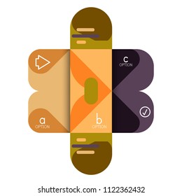 Infographics option and step by step in rounded squares, element of chart, graph, diagram with options, parts, processes. Vector business template for presentation or web info banner