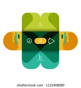 Opción de infografía y paso a paso en cuadrados redondeados, elemento de gráfico, gráfico, diagrama con opciones, partes, procesos. Plantilla de negocio de vectores para banner de presentación o información web