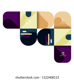 Infographics option and step by step in rounded squares, element of chart, graph, diagram with options, parts, processes. Vector business template for presentation or web info banner