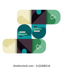 Opción de infografía y paso a paso en cuadrados redondeados, elemento de gráfico, gráfico, diagrama con opciones, partes, procesos. Plantilla de negocio de vectores para banner de presentación o información web