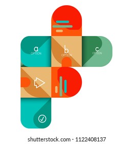 Infographics option and step by step in rounded squares, element of chart, graph, diagram with options, parts, processes. Vector business template for presentation or web info banner