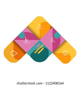 Infographics option and step by step in rounded squares, element of chart, graph, diagram with options, parts, processes. Vector business template for presentation or web info banner