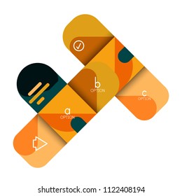 Infographics option and step by step in rounded squares, element of chart, graph, diagram with options, parts, processes. Vector business template for presentation or web info banner