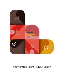 Infographics option and step by step in rounded squares, element of chart, graph, diagram with options, parts, processes. Vector business template for presentation or web info banner