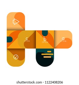 Infographics option and step by step in rounded squares, element of chart, graph, diagram with options, parts, processes. Vector business template for presentation or web info banner