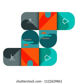 Infographics option and step by step in rounded squares, element of chart, graph, diagram with options, parts, processes. Vector business template for presentation or web info banner