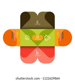 Infografik Option und Schritt für Schritt in abgerundeten Quadraten, Element des Diagramms, Diagramm, Diagramm mit Optionen, Teilen, Prozessen. Vektorgeschäftsvorlage für Präsentation oder Web-Info-Banner