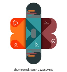 Infographics option and step by step in rounded squares, element of chart, graph, diagram with options, parts, processes. Vector business template for presentation or web info banner