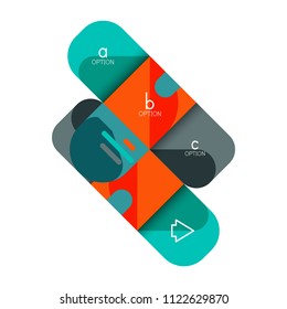 Infographics option and step by step in rounded squares, element of chart, graph, diagram with options, parts, processes. Vector business template for presentation or web info banner
