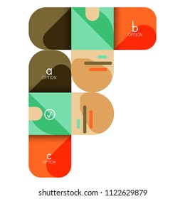 Infographics option and step by step in rounded squares, element of chart, graph, diagram with options, parts, processes. Vector business template for presentation or web info banner