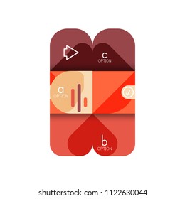 Infografik Option und Schritt für Schritt in abgerundeten Quadraten, Element des Diagramms, Diagramm, Diagramm mit Optionen, Teilen, Prozessen. Vektorgeschäftsvorlage für Präsentation oder Web-Info-Banner