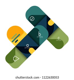 Infographics option and step by step in rounded squares, element of chart, graph, diagram with options, parts, processes. Vector business template for presentation or web info banner
