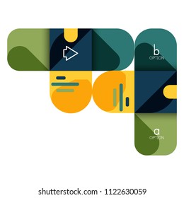 Infographics option and step by step in rounded squares, element of chart, graph, diagram with options, parts, processes. Vector business template for presentation or web info banner